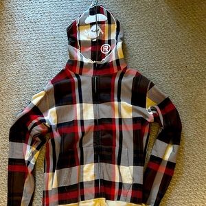 2XL PADS Bape Check 2nd Ape Face Full Zip Wife Fit Hoodie
